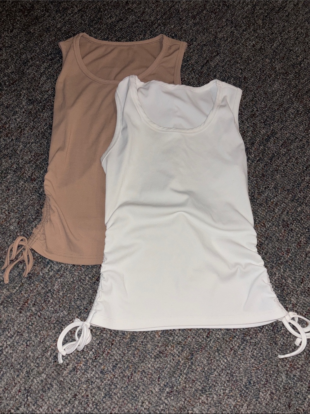 Ruched Side Tank Top - White and Beige- both included